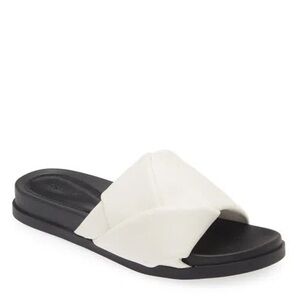 OPEN EDIT slide sandals knot black White Bellamy 10
